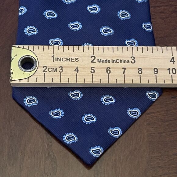 Yves Saint Laurent Pour Homme Blue Repp 100% Silk Men’s Neck Tie Made In Italy - Picture 4 of 9